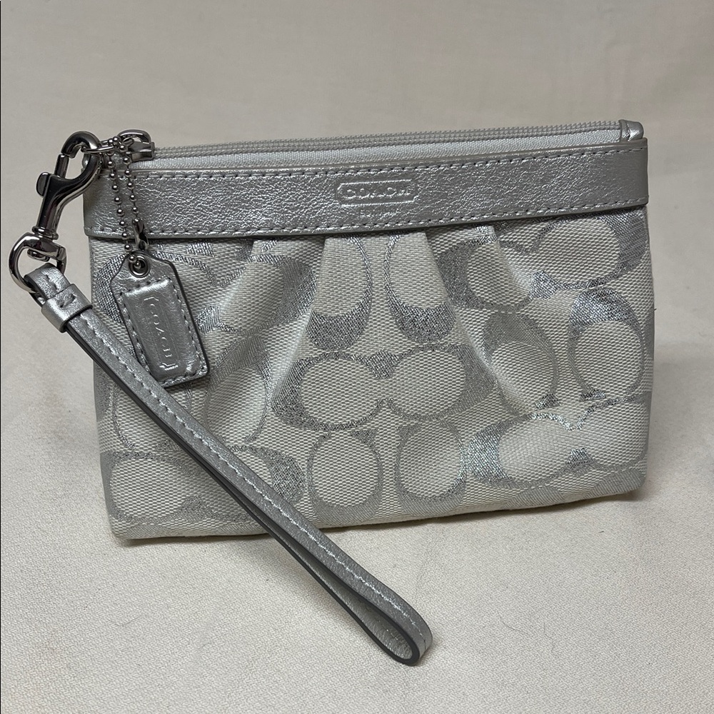 Coach Metallic Silver Wristlet